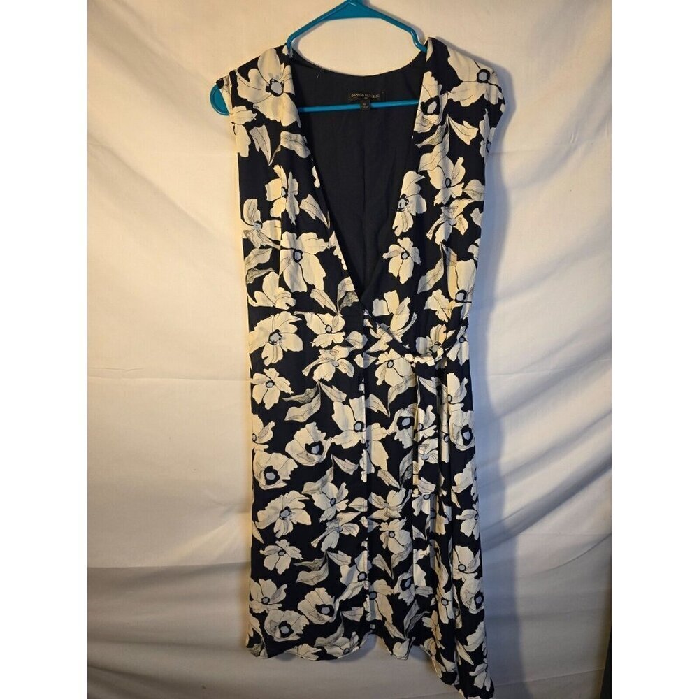 Cottagecore Boho True Wrap Dress Navy Floral Pattern Women’s Tiny 0 XS Office